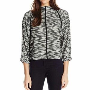 Joan Vass Women's Black/White 3/4 Sleeve Tweed Sweater Size 2X
